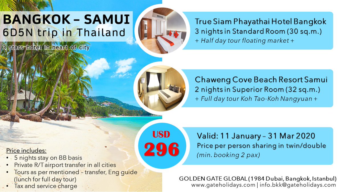 gateholidays's tweet photo. 6 Days 5 Nights in Thailand
Contact: info.bkk@gateholidays.com
- For agent partner only -
#bangkok #samui #thailand #trip https://t.co/ANmoMsdMJf