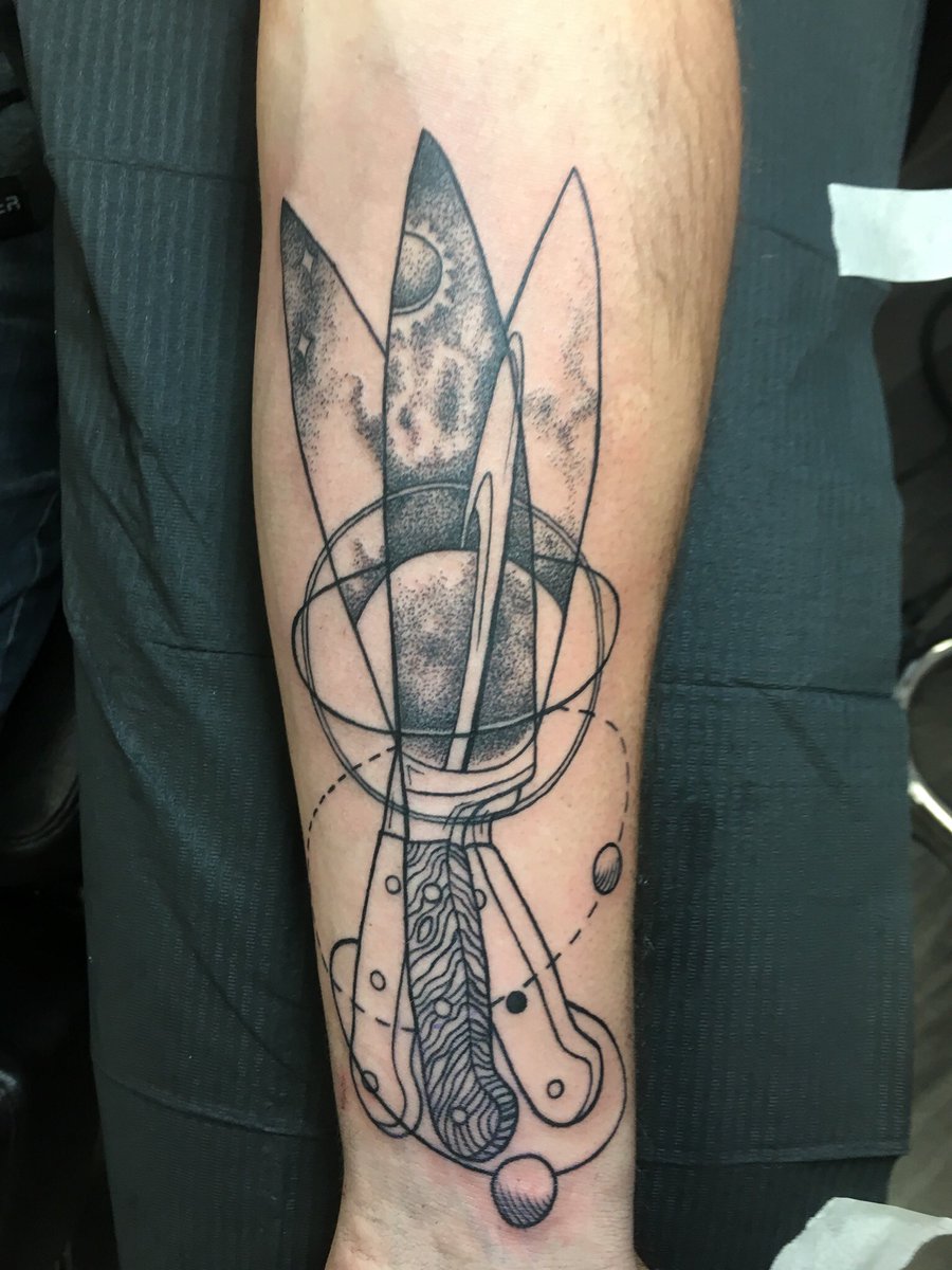 tattoosby2tone's tweet photo. This guy won’t a $300 gift certificate from a raffle and I was lucky enough to be able to do the piece! Kick ass!! #tattoos #cheftattoos #galaxytattoos #blackngrey https://t.co/bEY5VQIYbb