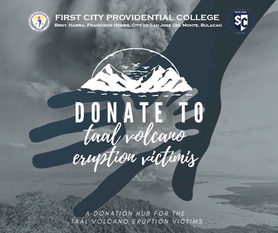FCPCcouncil's tweet photo. FCPCians! Extend a helping hand.
In light of the recent calamities of our brothers and sisters from Region IV. First City Providential College humbly appeals for your kind of support in making sure that we provide them with immediate relief.
#TheFirstTheBest https://t.co/45gCPkdjB4