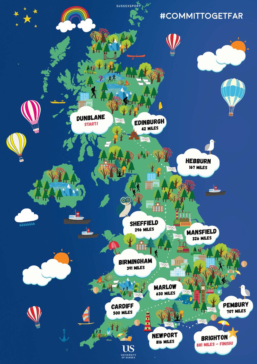 SussexUniSport's tweet photo. .@SussexUniStaff - tell us how you're doing for #CommitToGetFar and whereabouts you are on the map!

Don't forget to register all your activity - from walking the dog to yoga, it all counts towards your total miles.

👉 https://t.co/wAH1MiGy5m https://t.co/K8J4mrle5n
