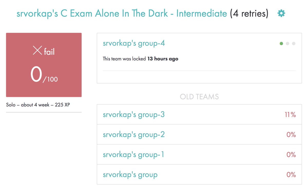 srdan1234's tweet photo. First points in the intermediate exam.🤘#exam #AloneInTheDark #Tuesday #42life #42siliconvalley https://t.co/JQZjBydulS