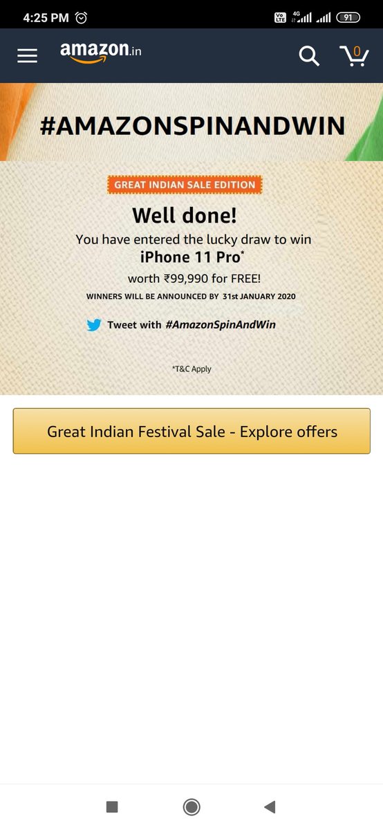 pankaj_odisha's tweet photo. #Amazon spin and win https://t.co/aqph4tQMZT