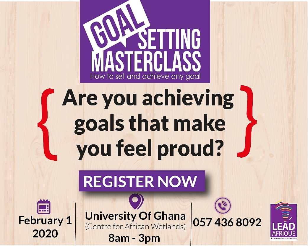 LeadAfrique's tweet photo. Learn to achieve goals that make you proud.
Call /whatsapp us on 0574368092.
#setgoals2020
#GoalsNotResolutions
#GoalSettingMasterclass2020
#Goals2020
#goals https://t.co/CCIa2esinU
