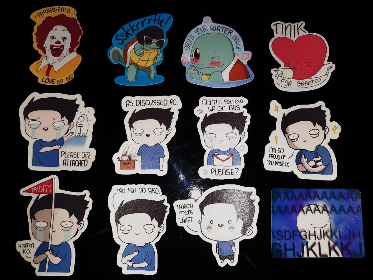 i_am_JessiBel's tweet photo. @sskaitcomics Thanks!! 😍😍😍 Love 'em all! #satisfiedcustomer #comics #hugot #hugotline #shoppee #adulting #ulan #araw #stickers https://t.co/eaLyzoDaqr