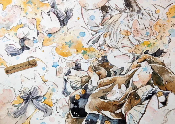 #集え水彩の魔法使いたちよ
水彩って溶かして使う魔法みたいで、その描き手はまさに魔法使いじゃないだろうかと思った。水彩の魔法使いさんたちに素敵作品をたずさえて集ってもらえたらと作ったタグです。 