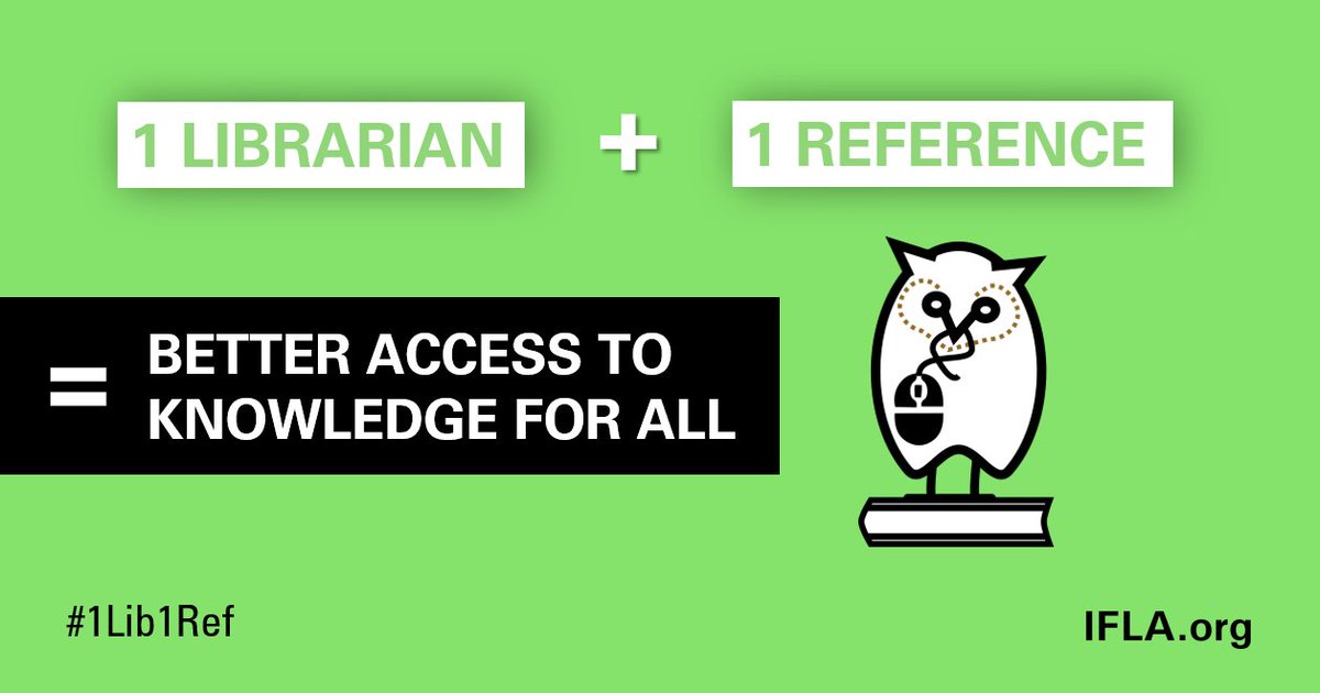 IFLA's tweet photo. #1Lib1Ref 2020 starts today! 

From 15 January to 5 February, #librarians from all around the world are invited to enrich the quality and reliability of @Wikipedia's bibliographic sources.

Get involved! 

Learn more: https://t.co/nxG7datYAM @WikiLibrary https://t.co/IvfJibpK5J