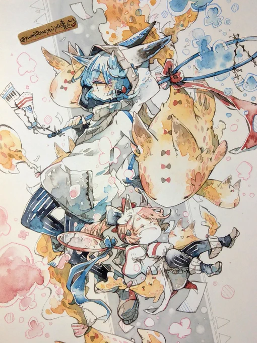 #集え水彩の魔法使いたちよ
水彩って溶かして使う魔法みたいで、その描き手はまさに魔法使いじゃないだろうかと思った。水彩の魔法使いさんたちに素敵作品をたずさえて集ってもらえたらと作ったタグです。 