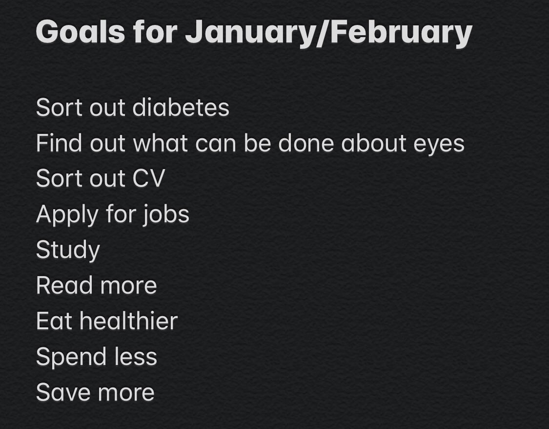 Cambo1107's tweet photo. Time for me to sort myself out by setting goals.  I want to basically change myself a lot to potentially make me like myself more, and be less depressed about what shit has happened and is yet to come.  These can be done in any order, but I need to start somewhere #change #newme https://t.co/9gVCSFFSHe