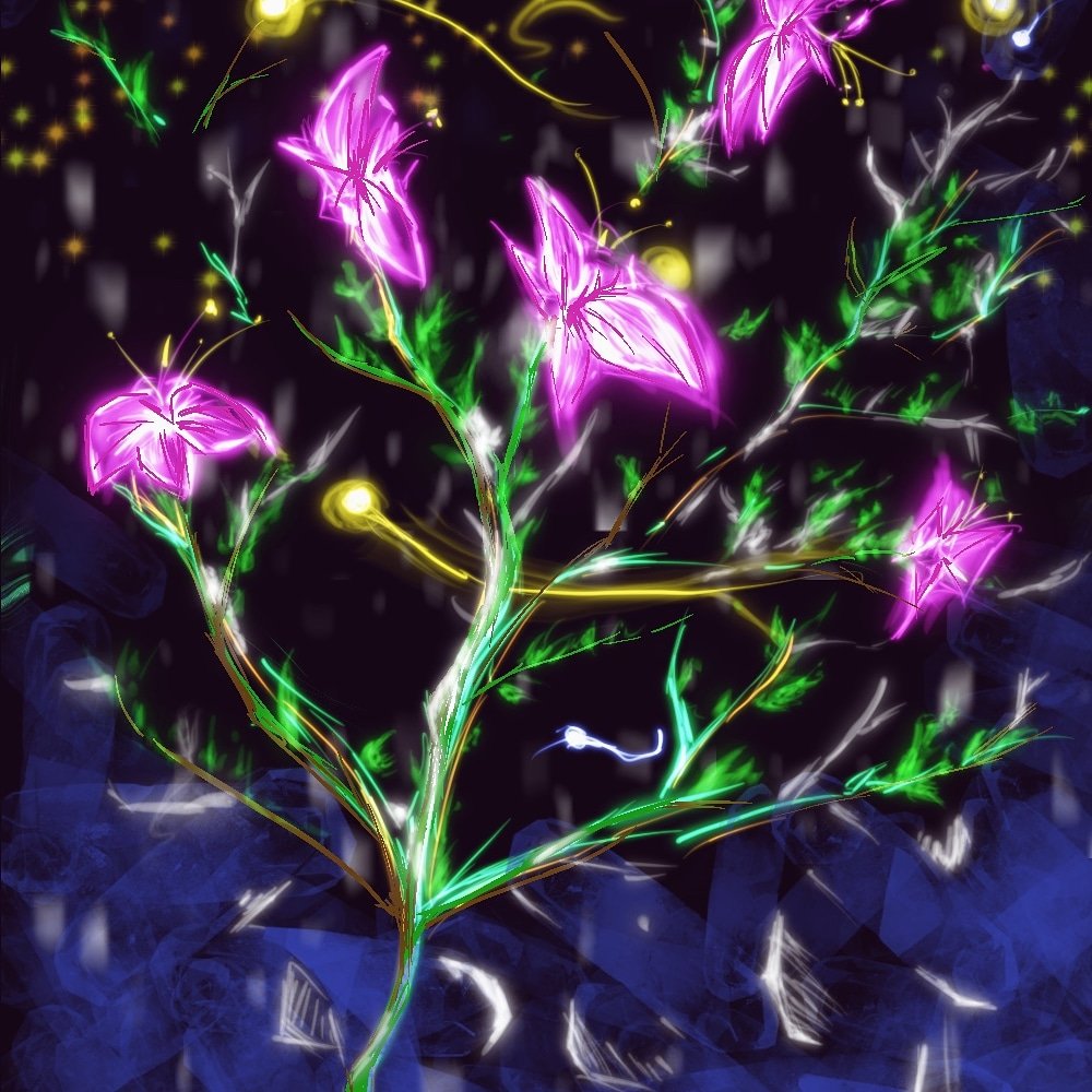 ワイ On Twitter 幻想的 ホタル 蛍 夜空 花 イラスト 抽象的 Procreate 待受画面に合うような絵を描いてみました Https T Co Dfussoravo Twitter