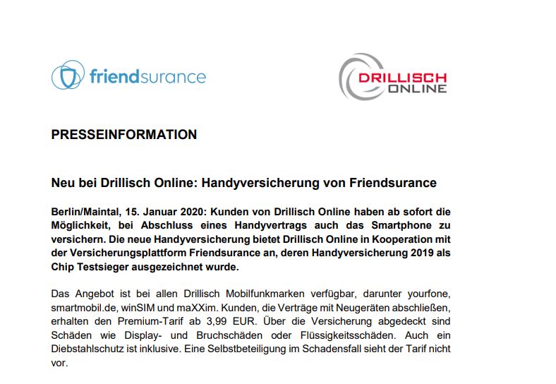 Friendsurancegermany Friendsurance Starts Cooperation With Another Strong Partner Drillisch Te Fintech Insurtech Insurance Electronics Phone Newphone Handykauf Handy Mobile Mobilephone Cellphone Smartphone T Co