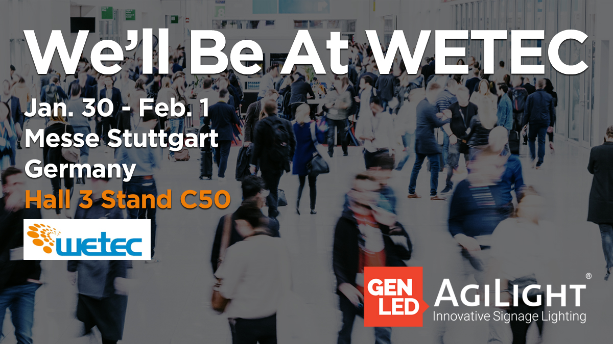 AgiLightLED's tweet photo. Ready for the WETEC International Trade Fair? We’ll see you in Stuttgart! Find us at Stand C50 in Hall 3! #GENLEDAgiLight #AgiLight #LEDlightingsystems #LEDs #LEDsignage #signagesystems https://t.co/jHBD2pkj3D