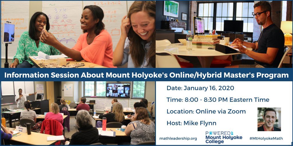 Want to know if our Master of Arts in Teaching Mathematics program is right for you? I'm hosting a free session tomorrow night to talk about the program, how our online/hybrid model works, and how to receive scholarships. Join me by registering here: gradadmission.mtholyoke.edu/register/Sprin…