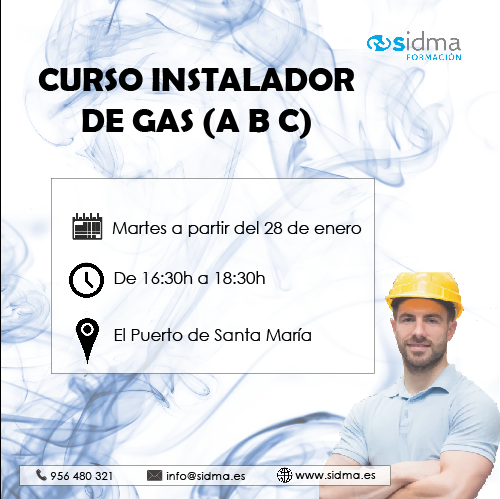 Sidma_es's tweet photo. Apúntate a nuestro nuevo curso de Gas, comenzará el 28 de enero de 2020 en El Puerto de Santa María.
Para más información... ☎️ 956 480 321 📧info@sidma.es https://t.co/emWj4oXFNC