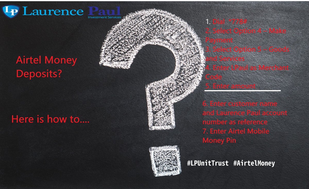 LaurencePaulzm's tweet photo. Look for an Airtel Money booth near you and start saving today.
#LaurencePaulUnitTrust
#52WeekSavingChallenge https://t.co/vZmU9ew3KZ
