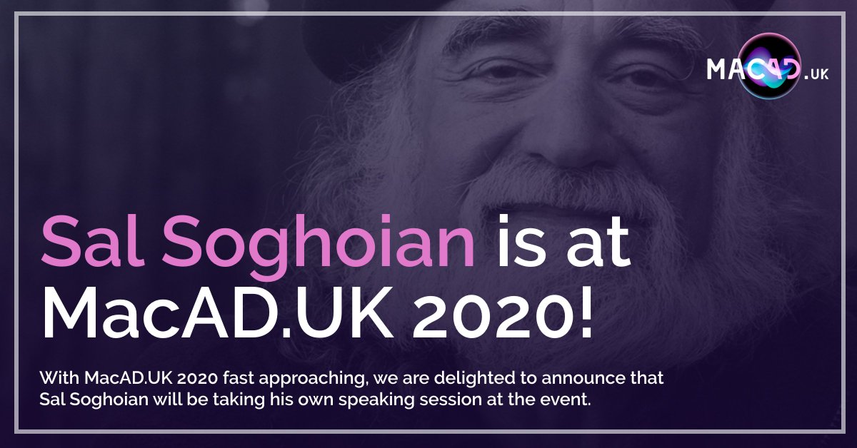 Sal Soghoian is speaking at MacAD.UK 2020!

Sal’s session is titled ‘The Enterprise in Transition’ and by visiting our website you can read the overview of his session and see who else will be speaking at MacAD.UK 2020.

macad.uk/#speakers