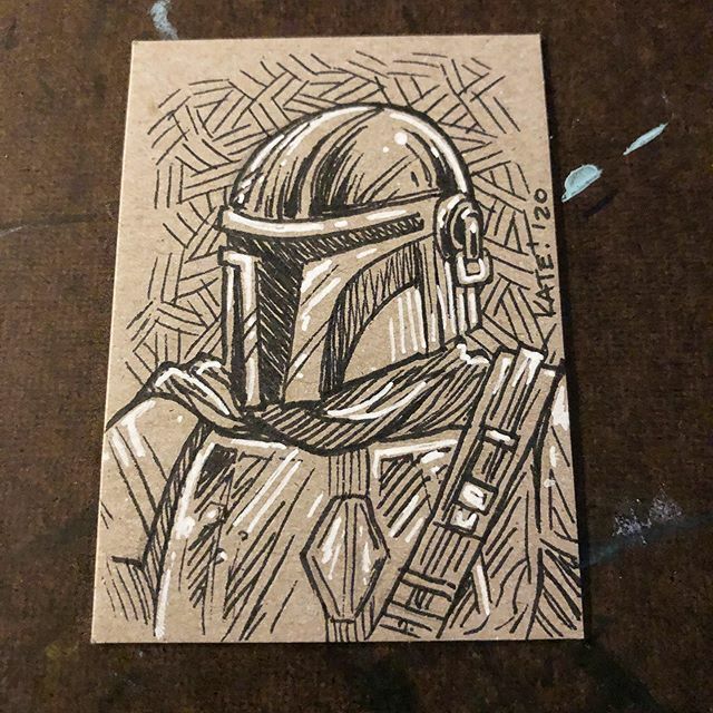 KeelHaulKate's tweet photo. It is the way. #keelhaulkate #katecarleton #illustration #fanart #mandalorian #starwars #sketch #inks #sketchcard #cfcc2020 https://t.co/Y9pomQZgkQ