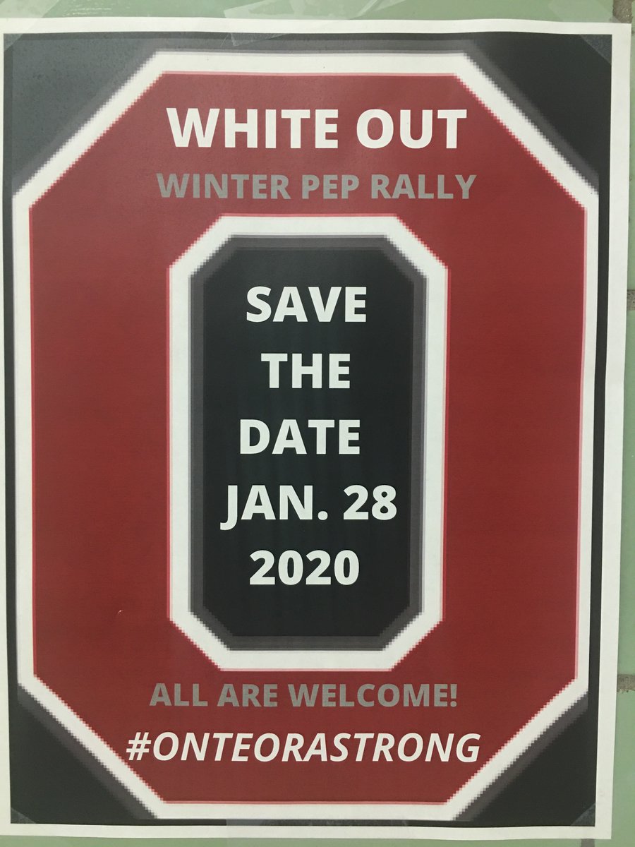 Winter pep rally January 28th! Starts at 3pm! Students and community are welcome! Going to be a blast! #onteorastrong #bestkidsontheplanet
