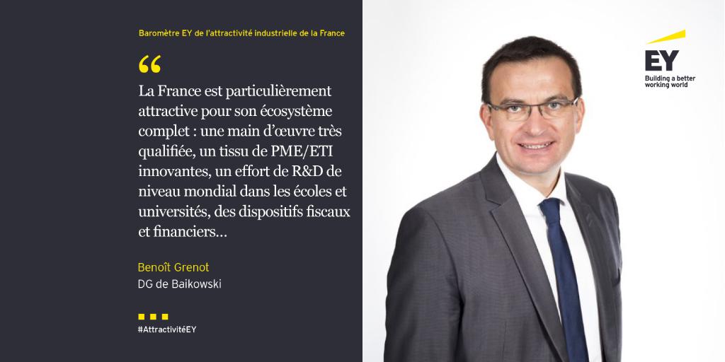 #Attractivité industrielle : pour <a href="/BenoitGrenot/">Benoît</a>, DG de Baikowski, « La France bénéficie d’un écosystème complet ». Découvrez son interview : spr.ly/60171bA7V #AttractivitéEY