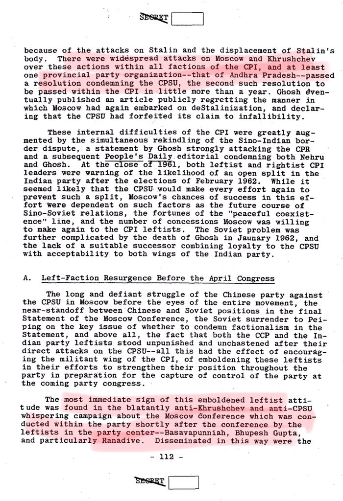 22/n According to dossier,in 1960s CPI moves closer to the formal split in the party. An interesting aspect of the split:“In 1960 the WB faction of the CPI passed a resolution criticizing the conduct of the Soviet Communist Party while supporting the Chinese Communist Party.”