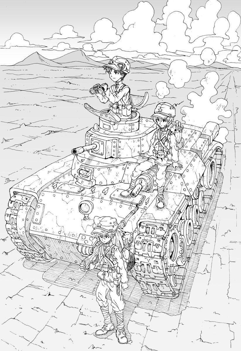 九七式中戦車(チハ)に乗り込んだエヴァチルドレン 