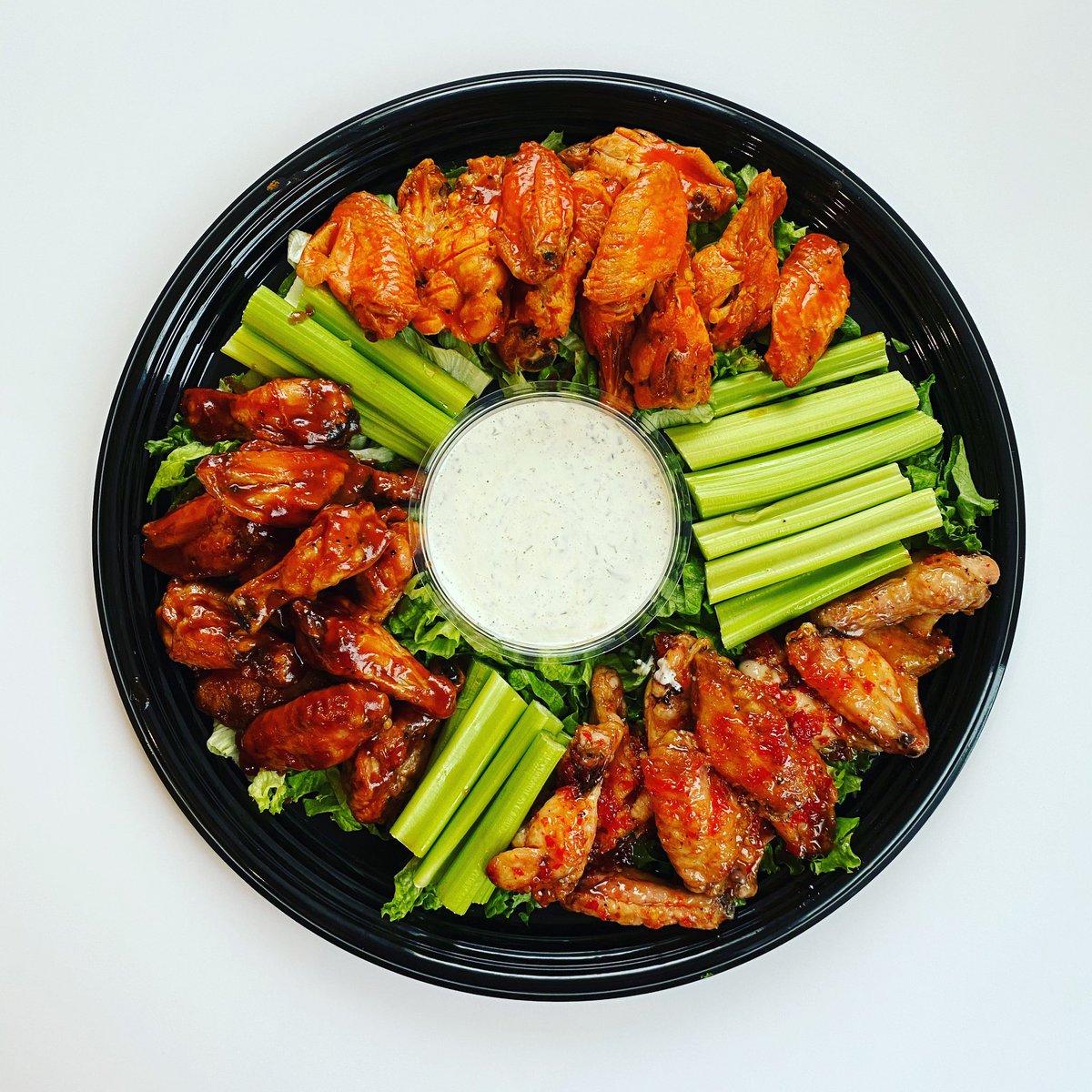 Get ready for GAME DAY! Pre-order one of our Wing Platters. Each platter comes with 3 dozen certified organic, Certified Humane <a href="/ayrshirefarm/">Ayrshire Farm</a> chicken wings with BBQ, Buffalo &amp; Sweet &amp; Sour sauces, celery and house-made Buttermilk dressing for dipping!