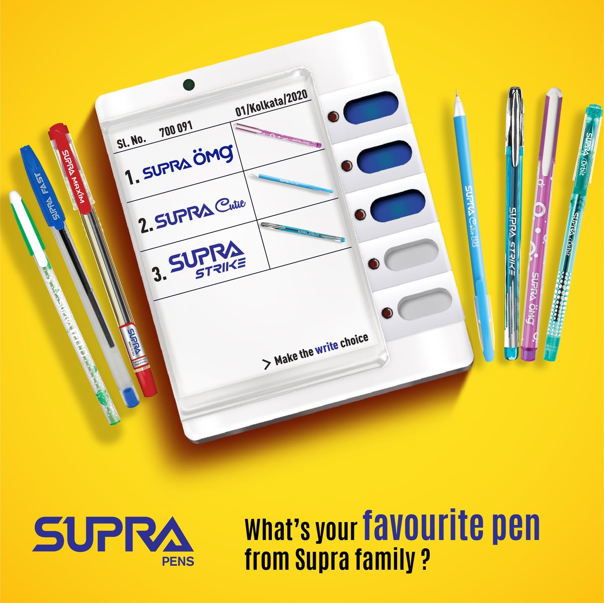 PensSupra's tweet photo. You canβt go wrong with any of these writing champs!
But if you had to pick, which #SupraPen would be your #writechoice?
#suprapens #writetotell #whichonewouldyoupick #supratrend #suprafast #supramaxim #supracutie #suprastrike #surpaomg #supraorbit #commentbelow https://t.co/P329J55LMw