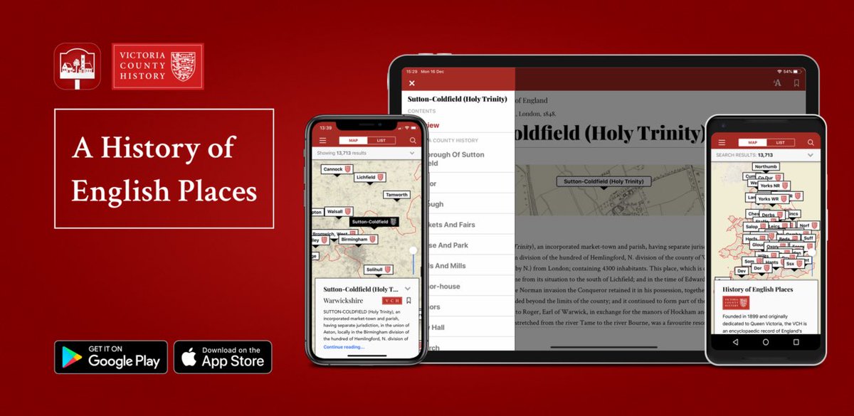 VCH_London's tweet photo. It's here! Our new [free*] app 'A History of English Places' is available now for smartphones, tablets and mobile devices on both iOS and Android. 

For more: https://t.co/U7okQVIX6H

*Free gets you coverage of 13,713 places: a modest subscription the detailed VCH material. https://t.co/eM6Rw0C8cU