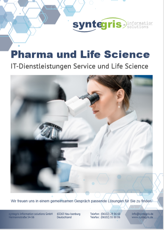 syntegris's tweet photo. Pharma und Life Science
Qualitative IT-Lösungen für Ihren Bedarf!
#Labor-ITSysteme #ITServices #ITAdministration #ITSoftwareConsulting #APEX #ITProjektManagemen #LifecycleManagement
Für weitere Fragen oder Informationen kontaktieren Sie uns bitte unter: vertrieb@syntegris.de https://t.co/I0zb4vWiCq