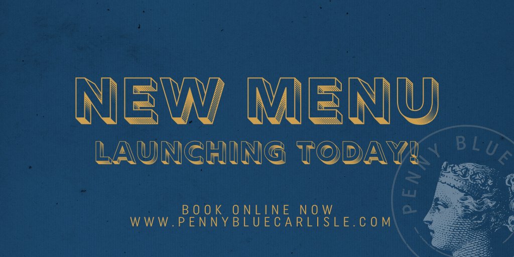 It's here! Our new menu in Penny Blue.
Check it out: pennybluecarlisle.com/wp-content/upl…

And find out how to get 20% off until the 31st January. T&amp;Cs apply: facebook.com/PennyBlueCarli…