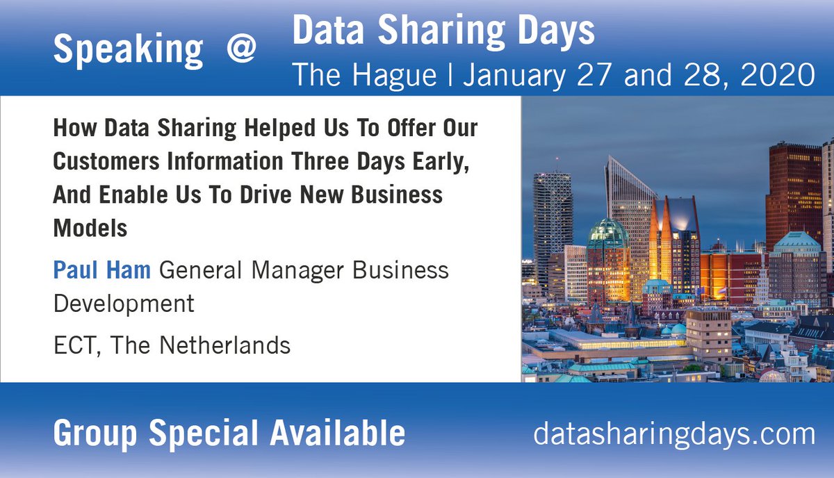 Paul Ham @ECTRotterdam sharing lessons learnt on how iSHARE helps to offer customers' information earlier and enables new #BusinessModels at the @DataSharingDays in The Hague from Jan 27 und 28, 2020. Agenda: datasharingdays.com #DSDTheHague @ThePaypers