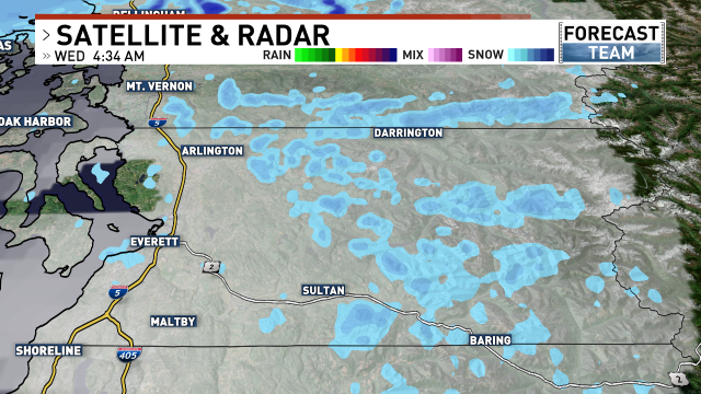 abbyacone's tweet photo. Seattle, Tacoma, Olympia and Everett were primarily spared from most of the snow overnight. HOWEVER, heavier totals stacked up in the Kitsap Peninsula, over Port Angeles and the NW Interior. This will wind down the next couple of hours - more rain/snow this P.M. #wawx #KOMONews https://t.co/G56Q7HnxqO