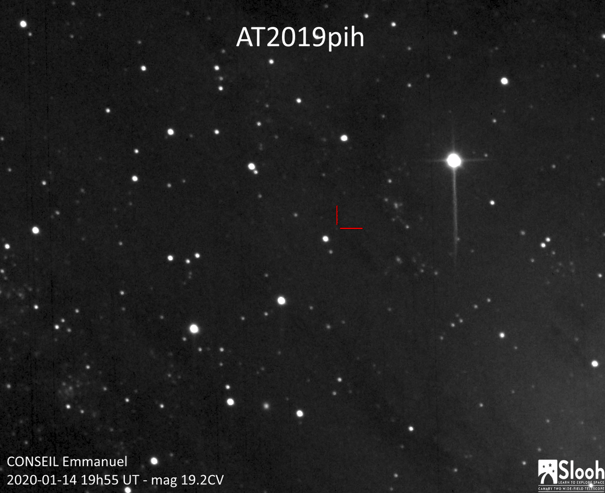 econseil's tweet image. Nova AT2019pih dans M31 toujours présente, 4.5 mois après sa découverte. Pas fréquent que je puisse suivre une nova aussi longtemps.
Magnitude 19.2CV hier soir, soit 100x moins brillante que Pluton. 'faut prévoir un gros télescope pour l'observer.
wis-tns.weizmann.ac.il/object/2019pih