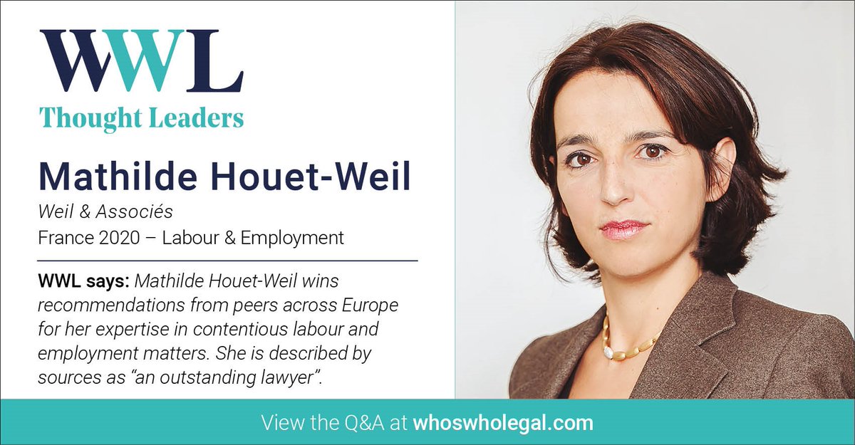 We are proud of our partner Mathilde Houet-Weil, who was described as "outstanding lawyer" in this years WWL Thought Leaders - France 2020. You can read her biography <a href="/whoswholegal/">Who's Who Legal</a> by clicking the link bit.ly/2RifgJp