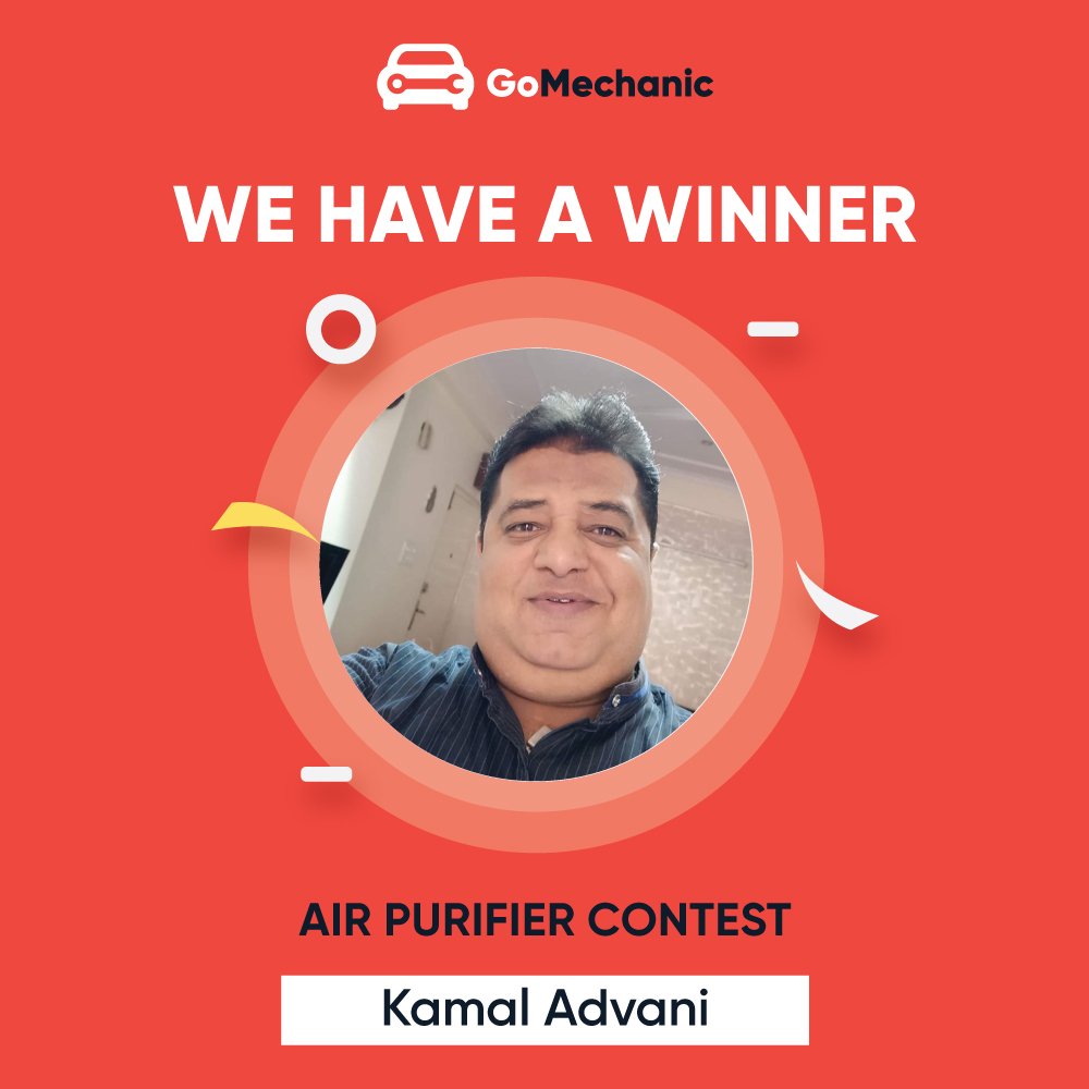 gomechanicindia's tweet photo. We have a winner! Congratulations Kamal Advani, our Air Purifier contest winner!

A special #GoMechanic #hamper is on its way.
We truely appreciate everyone who participated in the contest.
Better luck next time!
#GoMechanicApp #Contestgiveaway #Contestalertindia #ContestWinner https://t.co/iBM4pLvx8h