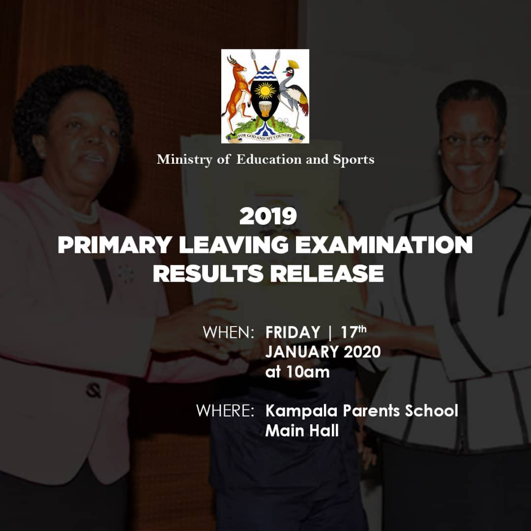 UgandaMediaCent's tweet photo. PUBLIC NOTICE 📌
Primary Leaving Examination results release of the year 2019 set for Friday, 17th January 2020 at 10.00 am #PLE19 https://t.co/sxIHZFbLSR