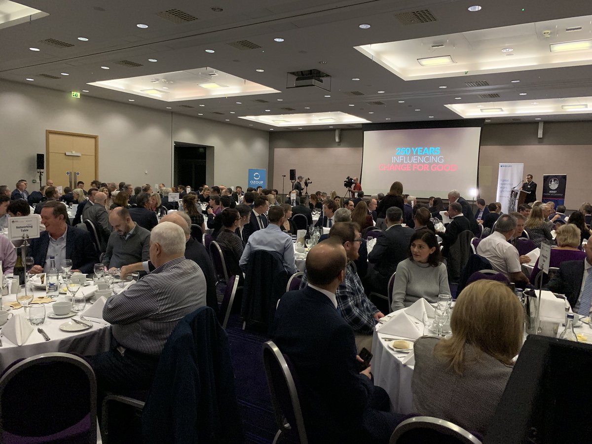 An extremely packed #Chamberlunch at <a href="/RadissonJersey/">Radisson Blu Jersey</a> with @BarcOverseas ready to hear from CM <a href="/John_Le_Fondre/">John Le Fondre</a> on Government plan, Island Plan, hospital project, Brexit &amp; projections for 2020. #inform #engage #influence #local #business  <a href="/GovJersey/">Government of Jersey</a>