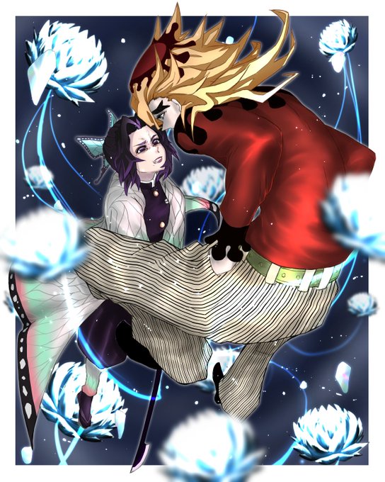 もつなべ☠️アニメYouTuber/イラストレーターさんがTwitterに投稿した胡蝶しのぶ(鬼滅の刃)のイラスト。