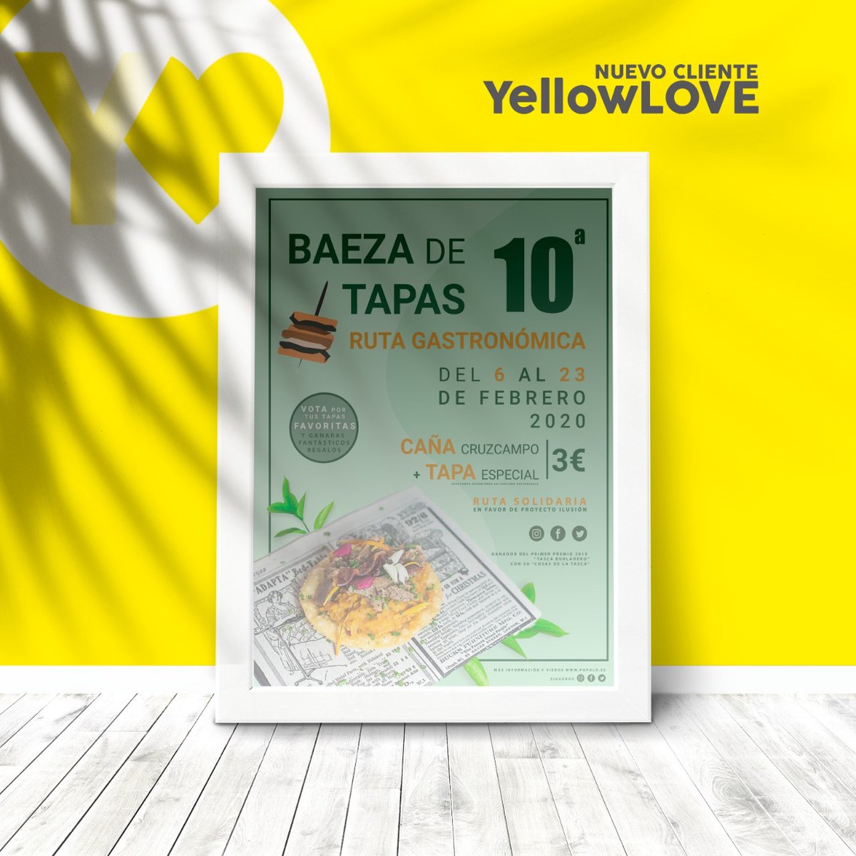 ¡Miércoles de dar la #bienvenida a un nuevo cliente #YellowLOVE 💛! 
👏¡Que bien nos lo vamos a pasar con la gestión de #comunicación y #redessociales de <a href="/rutabaezatapas/">rutabaezadetapas</a> 🍻!
Gracias a <a href="/Populobaeza/">Pópulo Baeza</a> por vuestra confianza 😘😘
#Baeza #AgenciaComunicacion #Eventos #ComunityManager