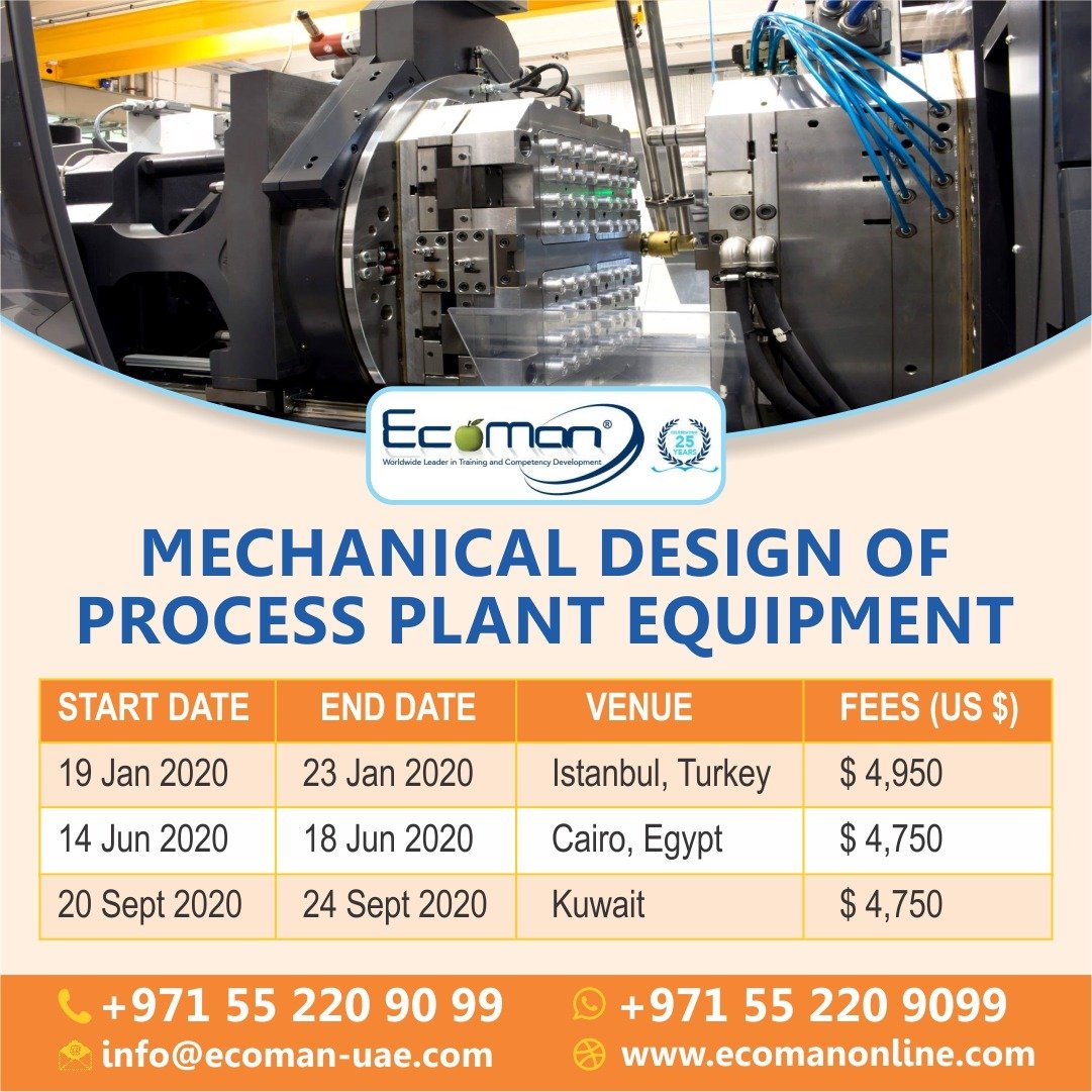 EcoManOnline's tweet image. Enroll in this course at #Ecoman to clear the fundamental knowledge of #mechanical #design of Process #Plant #Equipment and other such information that is necessary for #constructing and working with these equipments.

To Register- bit.ly/35kJiB3