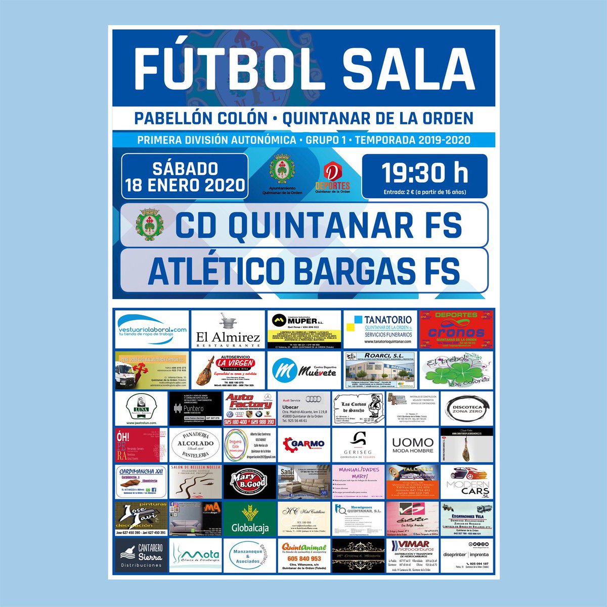 QuintanarFs's tweet photo. Tras dos victorias consecutivas nos visita el 2do clasificado.

🆚@FSAtcoBargas 

Os esperamos! https://t.co/oc5ZKMHzI4