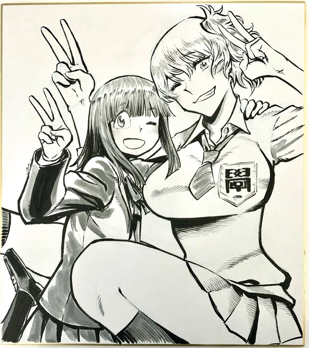 コミッションサンプルその2、通常色紙サイズ。このサイズならわりと細かく描き込めます。こちらの実物も当日持って行って展示します。「MANGAコミッション」もう今週末です!ぜひお越し下さい〜  