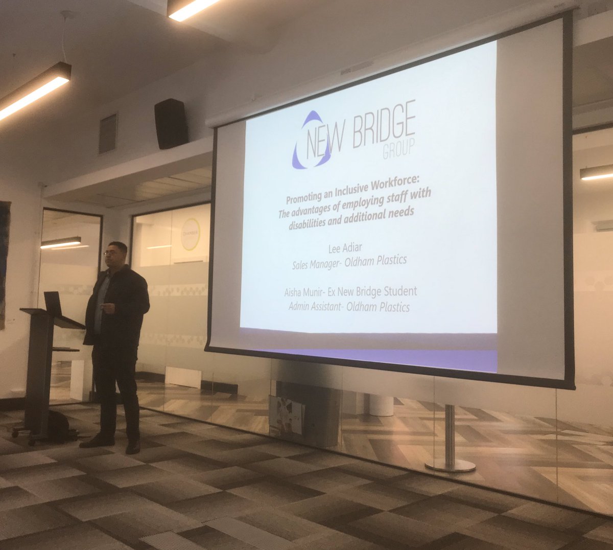 andrew_michaela's tweet photo. This afternoon I’m with @newbridgegroup at the ‘Promoting an Inclusive Workforce’ event @gmchamber Their students &amp; ex-students are a true inspiration 🤩 Huge thanks to @SandraKMcDo @IIMPresident Great to see so many employers here 🙌 Please get in touch to find out more #GMEAN https://t.co/qdWbs2wl5s