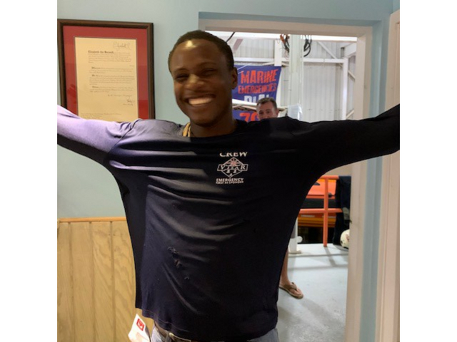 Welcome to the VISAR family, Alcise! Inside that huge block of ice and inside a PVC pipe, Alcise found his new Crew shirt.  Only took him 10 mins to get crack it open!  #crewtraditions #frozencrewshirt