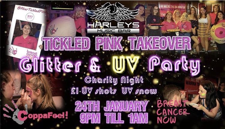 AberUBT2019's tweet photo. Guys, Gals &amp; Non-binary pals, we are back and ready for another semester of Boob Love! Kicking off the new year with a classic Glitter and UV take over, not one to be missed! #BoobLove https://t.co/OUsyxPBtiW