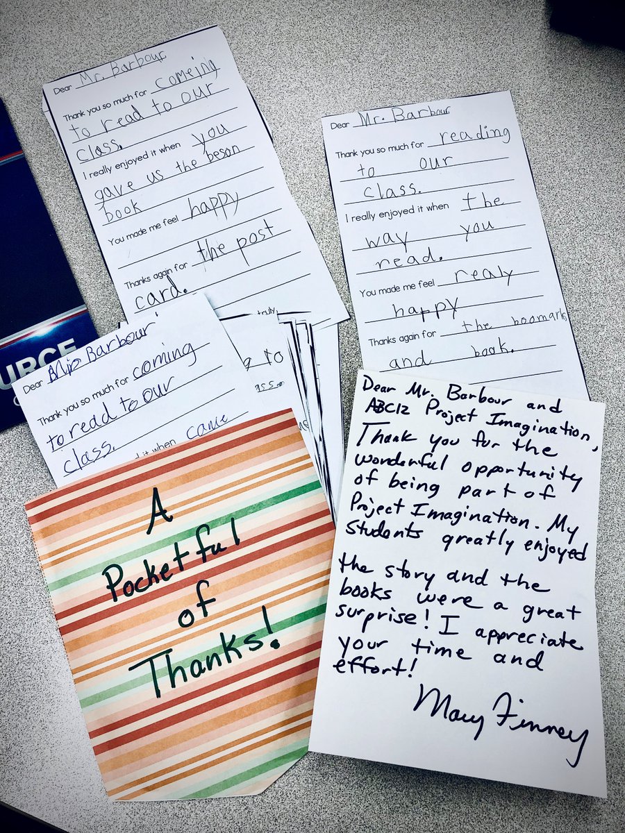 MattBarbourTV's tweet photo. Getting notes like this brings the biggest smile to my face!😄Such a joy reading Benson's Adventures to Ms. Finney's class at Hyatt Elementary as a part of ABC12's #ProjectImagination! Thank YOU for having me! https://t.co/tWkI5mAIwG