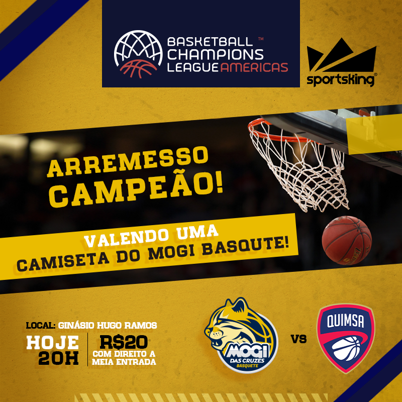 mogibasquete's tweet photo. Hoje tem #ArremessoCampeão da @sportskingbr, no #IntervaloShow do jogo contra o Quimsa valendo uma camisa de passeio do @mogibasquete!! 😸🏀 #VaiMogi #TimeDeGuerreiros #MogiBasqueteNoDAZN #VisiteMogi #TerraDoJaguá https://t.co/zNCEm4FOuF