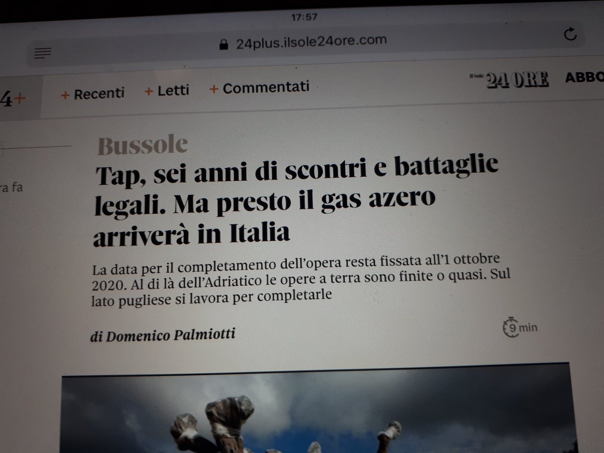 palmiottid's tweet photo. E su #TAP #gasdotto #Puglia #gas #melendugno #salento ne scrivo anche per #24plus la sezione a pagamento del sito del @sole24ore Un riepilogo delle vicende degli scontri e dei conflitti giudiziari di questi anni mentre sta per partire la posa dei tubi nel #mareadriatico https://t.co/I4JThg3P3W