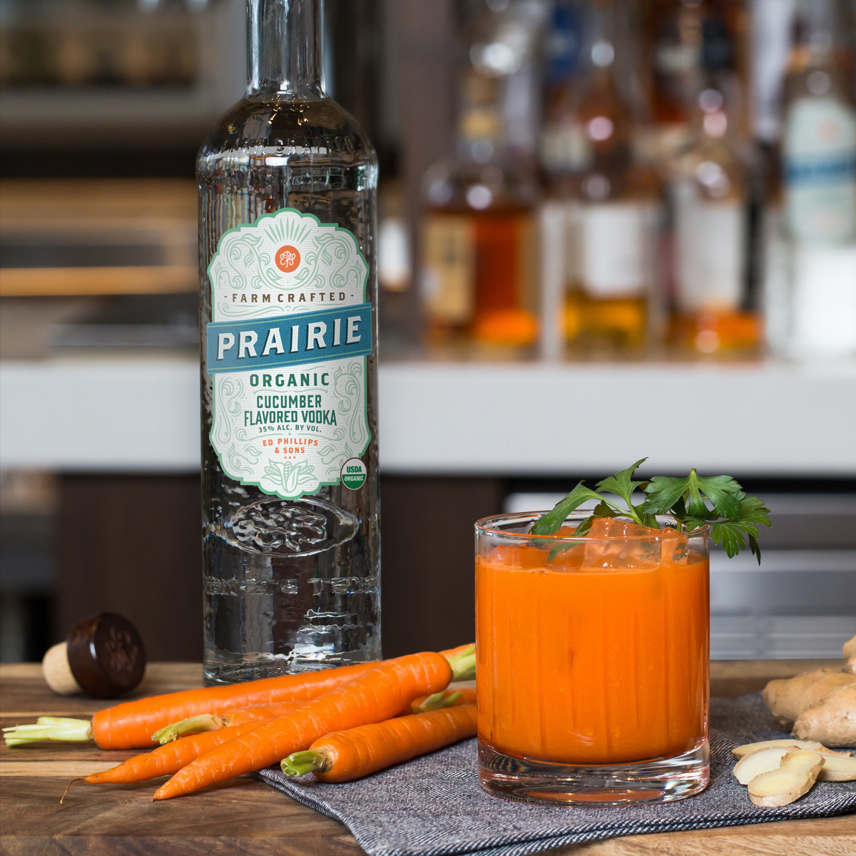 prairieorganic's tweet photo. Why just eat your veggies when you can drink them, too? 🥕🥕🥕 This bright, refreshing cocktail blends Prairie Organic Cucumber Flavored Vodka with carrot, lemon and ginger.  https://t.co/NRyFO6pZ2K https://t.co/h942Lwb2b6