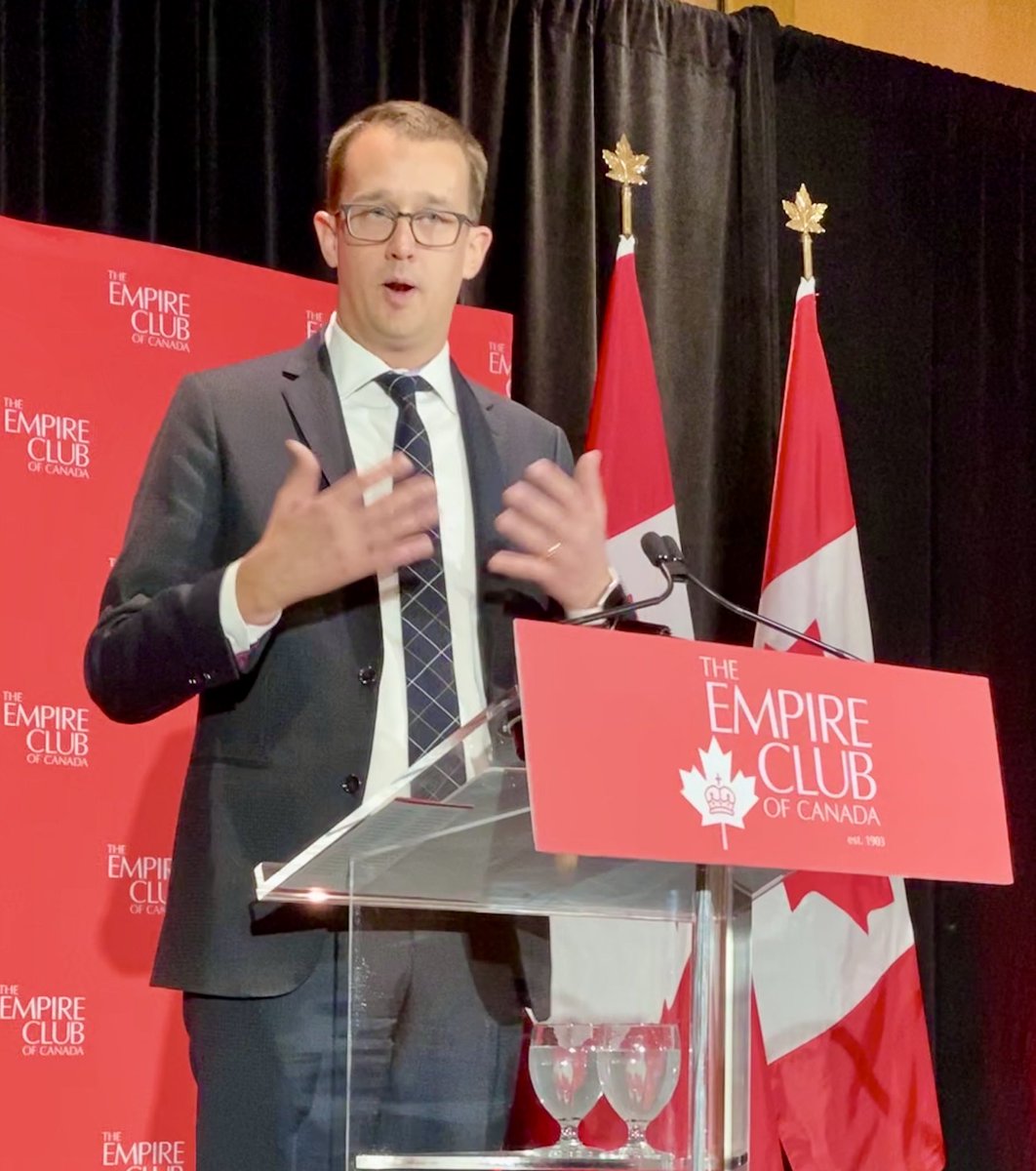 CraigLesurf's tweet photo. ⁦@MonteMcNaughton⁩ talking about #SkilledTrade deficit &amp; the needs in #Ontario #FamilyBusiness #stopstigma @Empire_Club⁩ ⁦@OGCAinfo⁩ ⁦@GillamGroup⁩ @EasternConst⁩ ⁦@procoretech⁩ ⁦@fordnation⁩ #economy ⁦@TCA_Connect⁩ #simplifythesystem https://t.co/LeiRUxEtK4