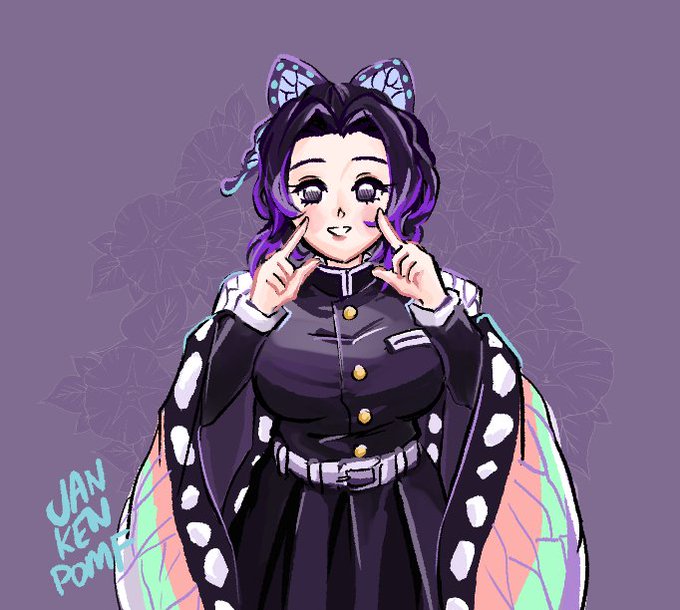 jankenpomfさんがTwitterに投稿した胡蝶しのぶ(鬼滅の刃)のイラスト。
